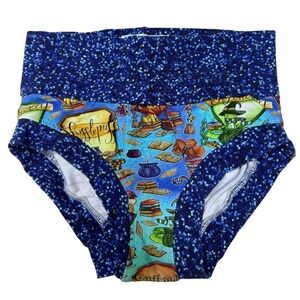 Handmade Harry Potter Hogwarts Houses High-Waist Briefs | Blue Wizard Undie – XS